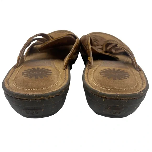 💕SALE💕 UGG Brown Leather Hurricane Sandals - Picture 2 of 9